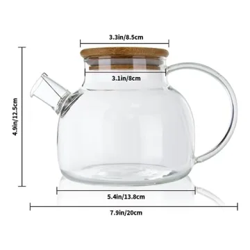 Copperteau Glass Teapot with Bamboo Lid and Filter
