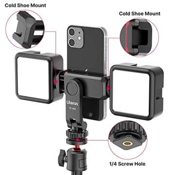 ULANZI Phone Tripod Mount ST-06S, New Universal Smartphone Mount Adapter with 2 Cold Shoe, 360° Rot...