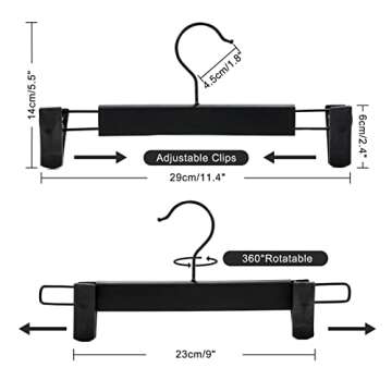 Guhmctt 10 Pack Pants Hangers with Adjustable Non-Slip Clips Anti-Rust Hanging Hook for Trouser,Skir...