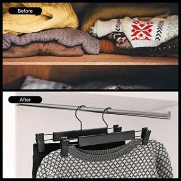 Guhmctt 10 Pack Pants Hangers with Adjustable Non-Slip Clips Anti-Rust Hanging Hook for Trouser,Skirts,Jeans,Clothes Hangers Black