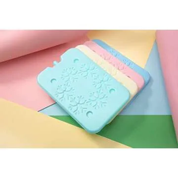 BLUE ELE Macaron-Colored Ice Pack for Lunch Box and Cooler, BPA Free, Reusable and Long Lasting, Slim and Lightweight Design, Set of 4, Fun & Colorful, BE01 Macaron-Colored