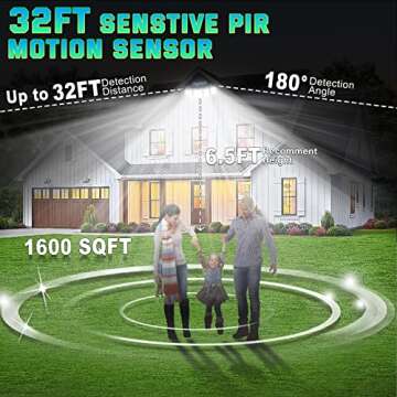 MDCMDCM Solar Lights Outdoor Waterproof Motion Sensor - 416 LEDs 3000 Lumens Super Bright 3 Brightness 3 Modes 2400mAh 360° Illumination 32ft Solar Flood Security Light for Outside - 2Pack