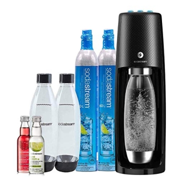 SodaStream One Touch Electric Sparkling Water Maker Bundle (Black) with CO2, BPA free Bottles, and 0...