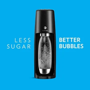 SodaStream One Touch Electric Sparkling Water Maker Bundle (Black) with CO2, BPA free Bottles, and 0 Calorie Fruit Drops Flavors