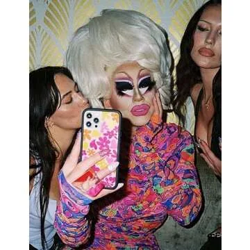 Wildflower Cases - Compatible with Apple iPhone 13 Pro Max | Protective Black Bumper, 4ft Drop Test Certified, Women Owned Small Business | Trixie Mattel - Collab Pink Floral Cute Aesthetic Trendy