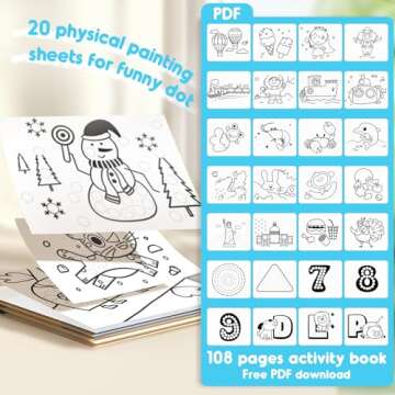 Jar Melo Washable Dot Markers for Toddlers 1-3, 12 Colors Dot Paints with 108 PDF & 20 Physical Acti...