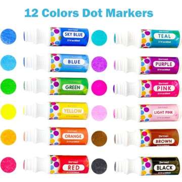 Jar Melo Washable Dot Markers for Toddlers 1-3, 12 Colors Dot Paints with 108 PDF & 20 Physical Activity Papers, Non-Toxic Bingo Daubers for Toddlers 2-4, Kids Arts and Crafts Supplies