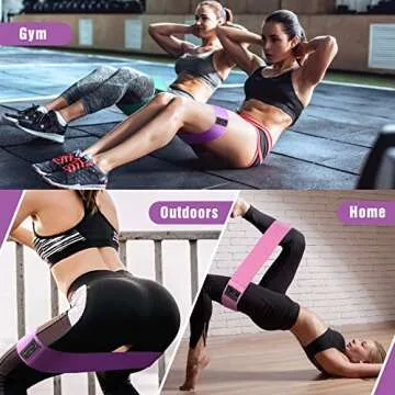 Fabric Resistance Bands Set for Legs and Butt, Non-Slip Stretch Fitness Exercise Workout Loop Booty Hip Band for Women at Home or Gym - Green, Pink, Purple