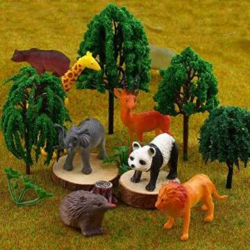 Animal Toy, 64 Pack Mini Wild Jungle Realistic Plastic Animals Figure Toys Set, for Kids Boy Girl Pa...