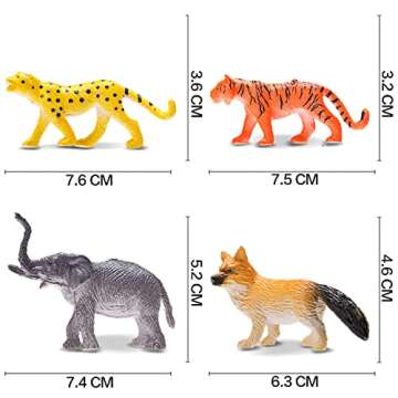 Animal Toy, 64 Pack Mini Wild Jungle Realistic Plastic Animals Figure Toys Set, for Kids Boy Girl Party Favors Pinata Goodie Bag Stuffers Easter Egg Fillers Birthday Classroom Rewards Cupcake Toppers