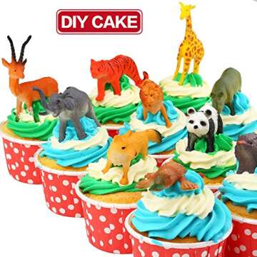 Animal Toy, 64 Pack Mini Wild Jungle Realistic Plastic Animals Figure Toys Set, for Kids Boy Girl Party Favors Pinata Goodie Bag Stuffers Easter Egg Fillers Birthday Classroom Rewards Cupcake Toppers