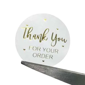 FUNWALTILES Clear Gold Thank You for Your Order 500pcs Wedding Gift Decoration Mail Seals Roll Labels Sticker Round 1"
