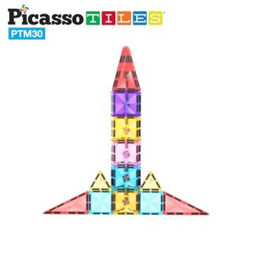 PicassoTiles Mini Size Magnetic Tiles Sensory Magnet Toys Diamond Series Construction Building Blocks Set STEM Learning Travel Size Educational Toy for Kids Boys Girls Toddlers Age 3+ PTM30