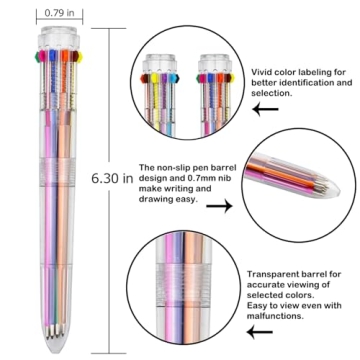 HeTaoCat 10-in-1 Retractable Multicolor Pens for All Ages