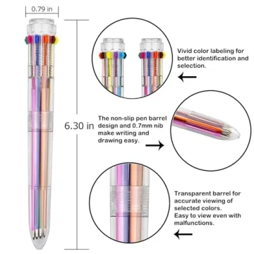 HeTaoCat 10-in-1 Retractable Multicolor Pens for All Ages