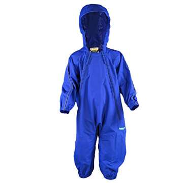Splashy Waterproof One Piece Rainsuits and MudStopper Coveralls for Kids (2 Years, Royal Blue)