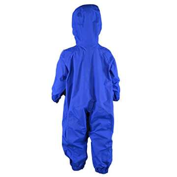 Splashy Waterproof One Piece Rainsuits and MudStopper Coveralls for Kids (2 Years, Royal Blue)