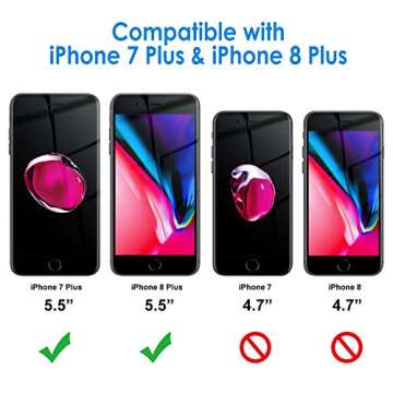 JETech Privacy Screen Protector for iPhone 8 Plus and iPhone 7 Plus, Anti-Spy Tempered Glass Film, 2...