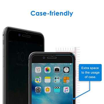JETech Privacy Screen Protector for iPhone 8 Plus and iPhone 7 Plus, Anti-Spy Tempered Glass Film, 2-Pack