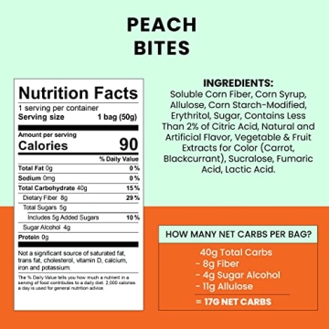 Snack Owl Vegan Candy - Gluten Free Chewy Peach Bites