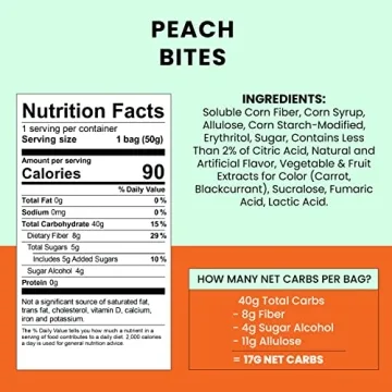 Snack Owl Vegan Candy - Gluten Free Chewy Peach Bites