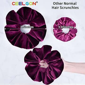 7.5 Inches Big Velvet Scrunchies Large Hair Ties Oversized Silk Thick Scrunchie Jumbo Hair Scrunchie...