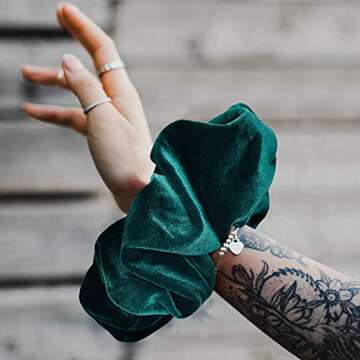 7.5 Inches Big Velvet Scrunchies Large Hair Ties Oversized Silk Thick Scrunchie Jumbo Hair Scrunchies Curly Hair Accessories 6 Assorted Colors(Black,Pink,Blue,Maroon,Green, Khaki)