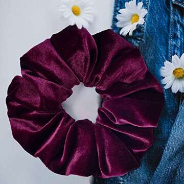 7.5 Inches Big Velvet Scrunchies Large Hair Ties Oversized Silk Thick Scrunchie Jumbo Hair Scrunchies Curly Hair Accessories 6 Assorted Colors(Black,Pink,Blue,Maroon,Green, Khaki)