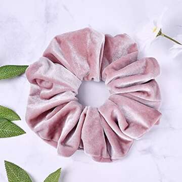 7.5 Inches Big Velvet Scrunchies Large Hair Ties Oversized Silk Thick Scrunchie Jumbo Hair Scrunchies Curly Hair Accessories 6 Assorted Colors(Black,Pink,Blue,Maroon,Green, Khaki)