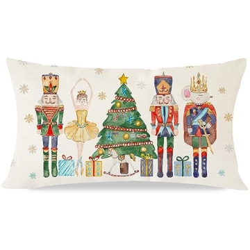 PANDICORN Christmas Throw Pillow Cover 12x20 Inch Nutcracker Christmas Decor Christmas Tree Party De...