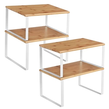 SONGMICS Stackable Cabinet Organizer Shelf Set of 4