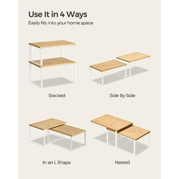 SONGMICS Stackable Cabinet Organizer Shelf Set of 4