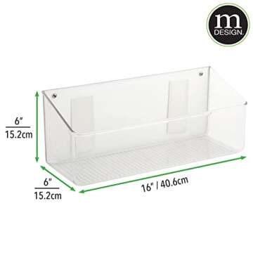 mDesign Wall Mount Plastic Home Storage Organizer Tray Basket with Self-Adhesive Tape - Hanging Bin ...