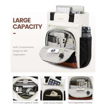 LOVEVOOK Laptop Backpack for Women, 17 Inch Work Laptop Bag Teacher Nurse Backpack, Wide Open Travel...