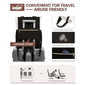 LOVEVOOK Laptop Backpack for Women, 17 Inch Work Laptop Bag Teacher Nurse Backpack, Wide Open Travel Backpack Purse Convertible Business Computer Tote Daypack, Black