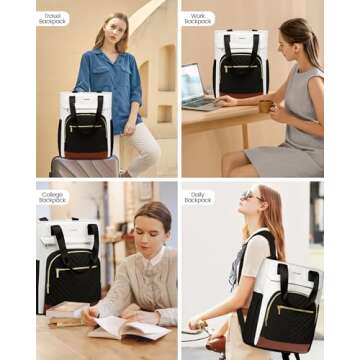 LOVEVOOK Laptop Backpack for Women, 17 Inch Work Laptop Bag Teacher Nurse Backpack, Wide Open Travel Backpack Purse Convertible Business Computer Tote Daypack, Black