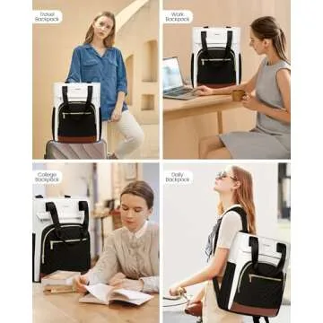 LOVEVOOK Laptop Backpack for Women, 17 Inch Work Laptop Bag Teacher Nurse Backpack, Wide Open Travel Backpack Purse Convertible Business Computer Tote Daypack, Black