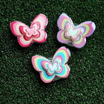 GRIPONG Cute Swappable Expandable and Spinnable Mobile Phone Grip Stand for Phones and Tablets - Acrylic Spinner Accessory (Purple Butterfly Spinner)