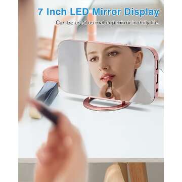 Digital Alarm Clock,7 Inch LED Mirrored Large Display, with Dual USB Charger Ports,Auto Dim,Snooze Function,Modern Desk Wall Electronic Clocks for Bedroom Living Room Office - Rose Gold