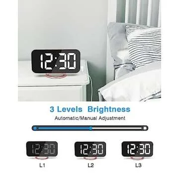 Digital Alarm Clock,7 Inch LED Mirrored Large Display, with Dual USB Charger Ports,Auto Dim,Snooze Function,Modern Desk Wall Electronic Clocks for Bedroom Living Room Office - Rose Gold