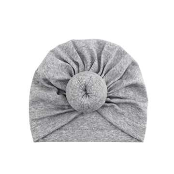 DRESHOW BQUBO 5 Pieces Baby Turban Hats Turban Bun Knot Baby Infant Beanie Baby Girl Soft Cute Toddler Cap