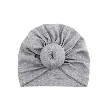DRESHOW BQUBO 5 Pieces Baby Turban Hats Turban Bun Knot Baby Infant Beanie Baby Girl Soft Cute Toddler Cap