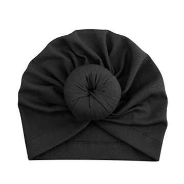 DRESHOW BQUBO 5 Pieces Baby Turban Hats Turban Bun Knot Baby Infant Beanie Baby Girl Soft Cute Toddler Cap