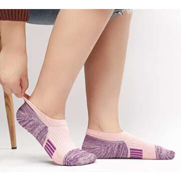 Toes Home No Show Socks Womens Cushioned Low Cut Athletic Hidden Liner Socks for Sneakers Footies Ankle Sports Invisible Running Socks 6 Pairs Size 6-9