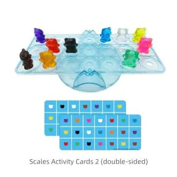 Odoorgames 100 Pcs Translucent Bear Counters, Counting Animal Matching Games Color Sorting Toys, Translucent Toys for Light Table, Includes 11 Activity Cards