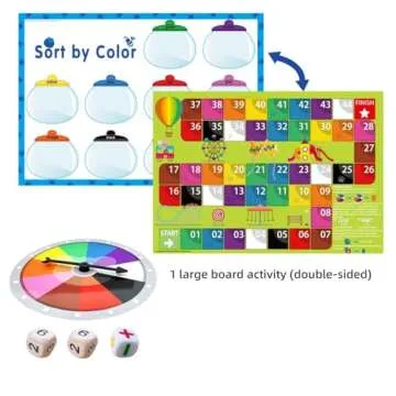 Odoorgames 100 Pcs Translucent Bear Counters, Counting Animal Matching Games Color Sorting Toys, Translucent Toys for Light Table, Includes 11 Activity Cards