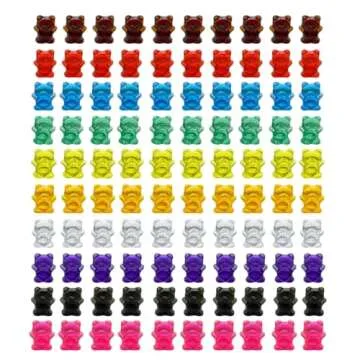 Odoorgames 100 Pcs Translucent Bear Counters, Counting Animal Matching Games Color Sorting Toys, Translucent Toys for Light Table, Includes 11 Activity Cards
