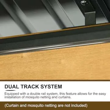 Aoodor 12 x 10 ft Outdoor Solid Wooden Frame Gazebo with 2-Tier Hardtop Roof, for Patio, Backyard, Deck, and Lawn, Black Canopy