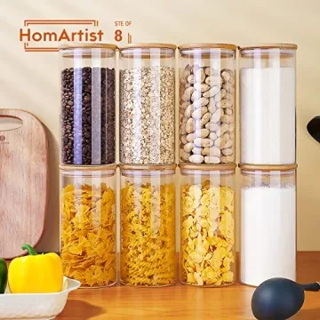 Stylish Glass Jars with Bamboo Lids for Organization