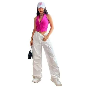 Verdusa Women's Notch Neck Backless Asymmetrical Hem Button Front Crop Blazer Vest Hot Pink Medium